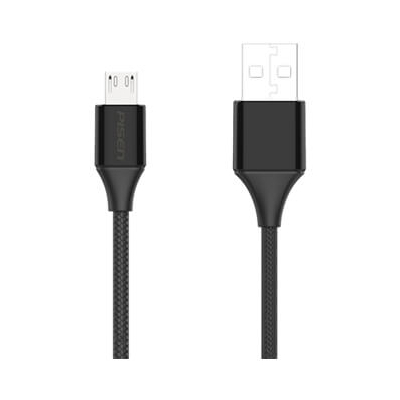 Cáp sạc PISEN Micro USB 2.4A braided 1200m(Anti-break) - (MU18-1200) , Đen, Trắng